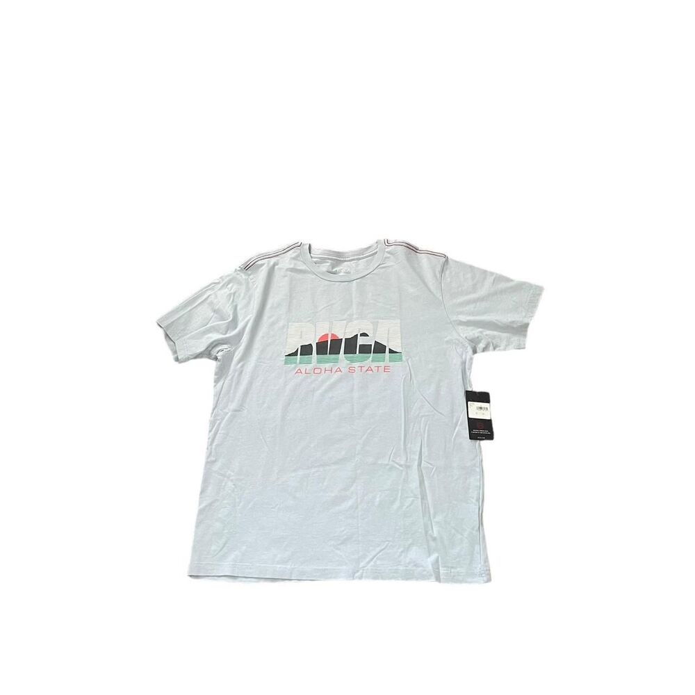 Rvca Men's Blue and White T-shirt